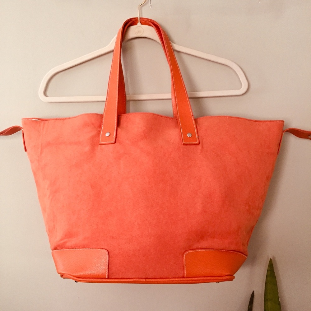 ♦️ Buy 2 Get 1 Free Tangerine beach tote bag diaper shopping book tote orange
